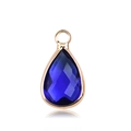 Faceted blue teardrop birthstone pendant with gold metal trim and top hanging loop - Gold - September