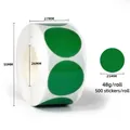 Green circular self-adhesive stickers on a roll for labeling, 25mm diameter, 500 pieces - 25mm 500 Pcs/Roll / Green