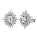 Elegant S925 sterling silver stud earrings featuring oval zircon with halo setting - Selling Lze26-p