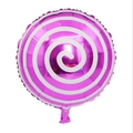 18-inch lollipop foil balloon with pink and purple spiral patterns for birthday decor - Rose Red Lollipop