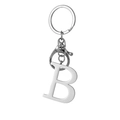Polished silver stainless steel keychain featuring initial B with lobster clasp - Letter B / Steel