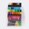 100-color dual tip watercolor marker set with brush and fine points in clear case - Old Style Black 100 Colors Soft Tip