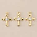 Detailed macro view of three 18K gold plated Baroque cross pendants with round gemstones - Globe Bead / 1.4*1cm / Gold