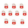 Detailed view of ten lucky cat alloy charms with red enamel stars for DIY jewelry - 1# Lucky Cat / 10 Pieces Pack