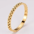Elegante bracciale rigido placcato oro 18K con trama a maglie stile cinturino d'orologio - Oro