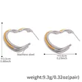 Two-tone heart-shaped stainless steel hoop earrings with gold and silver lines - Three-Layer Heart Geometric Earrings / Two-tone (Gold & Silver)