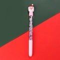 Penna natalizia con Babbo Natale e riempimento di sabbie mobili viola scintillanti - Babbo Natale (Stile 3)