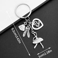 Silver ballet theme keychain with dress and heart pendant, dimensions 9.2cm by 3cm - Antique Silver Ballet Girl Style (ER550)