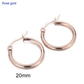 Polished 20mm rose gold stainless steel hoop earrings for women in minimalist style - 20mm (KE102869-WGJM) / Rose Gold