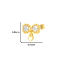 Golden bow stud earring featuring heart-shaped zircons and a small heart pendant - Bow with Heart Style(8#) / Gold Yellow