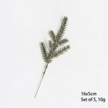 Set of 5 dark green artificial pine needles, 16x5cm plastic greenery branches - 6-head Grey Pine Needles (Pack of 5)