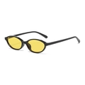 Retro oval sunglasses with glossy black frame and vibrant yellow lenses for trendy look - Glossy Black Ocean Yellow Lens