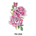 Waterproof temporary tattoo featuring pink and purple roses and green leaves on white background - Th-254 / 210*148mm