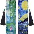 Set di segnalibri per pittura a diamante 5D fai-da-te con Ninfee di Monet e Notte Stellata - Serie Capolavori d'Arte (SQ-45/Standard) / Set di 2 pezzi