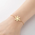 Minimalist gold metal cross bracelet featuring a delicate snowflake charm on a fine chain - 361-Snowflake Pendant
