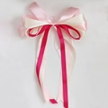 Large layered satin bow ornament in pink and beige ribbon for wedding car decoration - Double Pink Large Bow