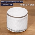 White cylindrical 17x15cm mesh laundry bag for washing 3-4 bras in machine - White Honeycomb Cylinder