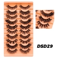 Dramatic 10-pair black false eyelashes set model DSD29 with thick volume on orange tray - DSD29 (Orange)