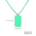 Green rectangle pendant necklace in titanium steel with dimensions and weight specs - Green