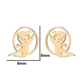 Golden gymnast silhouette stud earrings in hollow circular design 8mm size - Gymnastics 3 / Gold