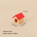Miniature wooden Christmas cabin model with red roof for DIY festive landscape scenery - No.30 - Wooden House with Red Roof