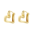 Polished gold heart shaped hoop earrings with elegant streamlined geometric design for women - VE1266 Gold Heart Hoop Earrings
