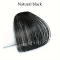 Natural black air bangs hairpiece with sideburns for seamless hairline coverage - No Sideburns - Natural Black