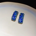Boucles d'oreilles rectangles élégantes avec cristaux bleus en dégradé - 60# Style Pavé Rectangulaire Bleu Dégradé