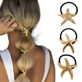 Goldenes Seestern-Haarband-Set aus Metall im Punk-Gothic-Stil für geflochtene Frisuren - Set 7 (3-teilig Seestern Form)