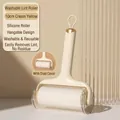 Washable 10cm cream yellow silicone lint roller with hanging hole and dust cover - Cream Yellow (Washable)