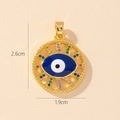 Golden Evil Eye pendant with colorful zircons, size 2.6cm by 1.9cm, bohemian style jewelry - Hollow Radiating Colorful Zirconia Style (8)