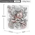 34-piece champagne and silver Christmas ornament set in clear storage box - 34 Pieces/Pack / Silver Champagne