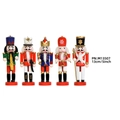 Set of five 13cm wooden Nutcracker soldier figures in colorful Christmas outfits - Set of 5