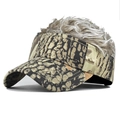 Camouflage baseball cap with blonde synthetic hair wig attached for men and women - Head Circumference 55-60cm / Camouflage Hat with Coffee Wig