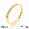 Anello minimalista in acciaio inossidabile dorato 2mm con fila di zirconi cubici - US 6 / Stile Eternity Oro Sottile (KR1088306-K)