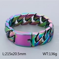 20mm heavy rainbow plating stainless steel Cuban chain bracelet for men with box clasp - Rainbow/Multicolor (KB162789-KJX-215)