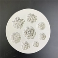 Stampo tondo in silicone bianco con rose di varie dimensioni per decorazioni e dolci - Stile 3 (Rose di Dimensioni Miste)