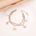 Elegant double-layered rose gold butterfly bracelet in titanium steel with 18K engraving - Rose Gold