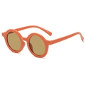 Kids round bright orange sunglasses with dark brown lenses and UV protection - Orange