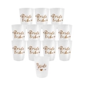 Dettaglio del set da 12 bicchieri bianchi opachi con scritta Bride Tribe in oro rosa - Set da 12 pezzi Bride & Bride Tribe (Bronzo)