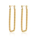 Golden twisted rope U-shaped earrings in polished titanium steel 44mm height - Twisted Chain / 18K Gold