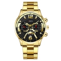 Montre dorée Geneva pour hommes en acier inoxydable avec calendrier et affichage multi-cadran - Or (Bout Courbé)