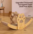 Boat-shaped wooden cat scratcher lounge with sisal pillars and thick corrugated cardboard - Boat Shaped Rocker Sisal Column Style