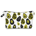 Waterproof 3D avocado print makeup bag with stylish green patterns and black handle - AVOCADO Text Print