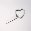 Mirror polished stainless steel heart keychain with engravable blank rectangular pendant - Silver