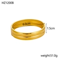 Minimalist gold round bangle with 1.5cm width and 6.0cm diameter on a white background - Gold Double Line Minimalist Bangle (HZ1200B)