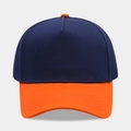 Casquette de baseball en coton bleu marine et orange contrasté avec visière surpiquée - Réglable / Bleu Marine avec Bord Orange