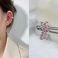 Rainbow opal ear cuff and earring set in silver finish with fan-shaped zirconia studs - EGD02 Fan-shaped Opal Set