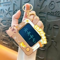 Adorable cartoon Capybara keychain with a rotating face and daily positive message - Drawing Board - Orange