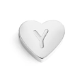 Silver stainless steel heart-shaped pendant bead featuring an engraved letter Y - Letter Y (Silver)